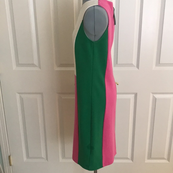 Boden Geraldine Color Block Sleeveless Dress Pink Green White Size 6 - Picture 4 of 15